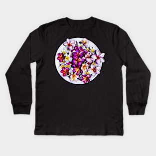 Frangipani blooms in a bowl Kids Long Sleeve T-Shirt